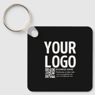 Uw logo met bewerkbare QR-code en tekst Sleutelhanger