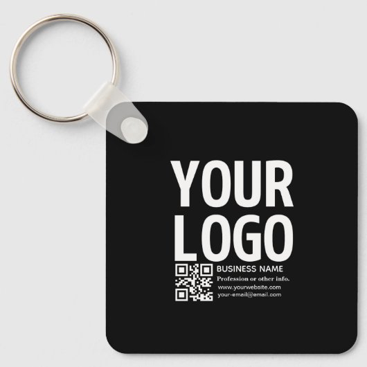 Uw logo met bewerkbare QR-code en tekst Sleutelhanger (Voorkant)