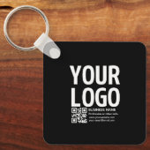 Uw logo met bewerkbare QR-code en tekst Sleutelhanger (Voorkant)