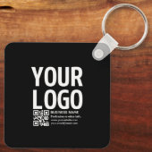 Uw logo met bewerkbare QR-code en tekst Sleutelhanger (Achterkant)