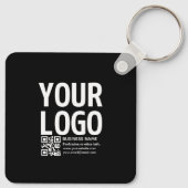 Uw logo met bewerkbare QR-code en tekst Sleutelhanger (Achterkant)