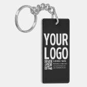 Uw logo met bewerkbare QR-code en tekst Sleutelhanger (Voorkant Links)