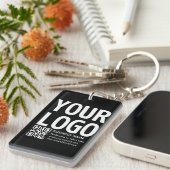 Uw logo met bewerkbare QR-code en tekst Sleutelhanger (Voorkant Rechts)