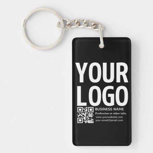 Uw logo met bewerkbare QR-code en tekst Sleutelhanger (Voorkant)