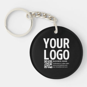 Uw logo met bewerkbare QR-code en tekst Sleutelhanger