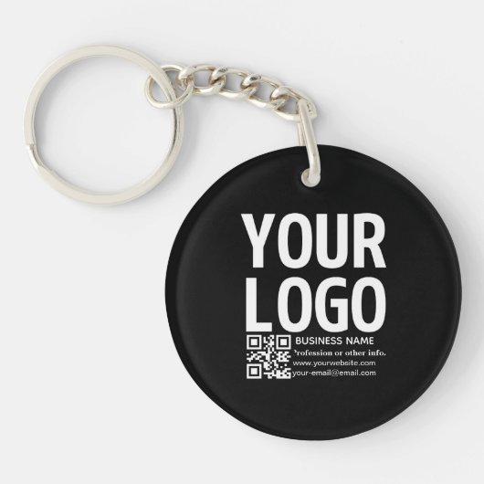 Uw logo met bewerkbare QR-code en tekst Sleutelhanger (Voorkant)
