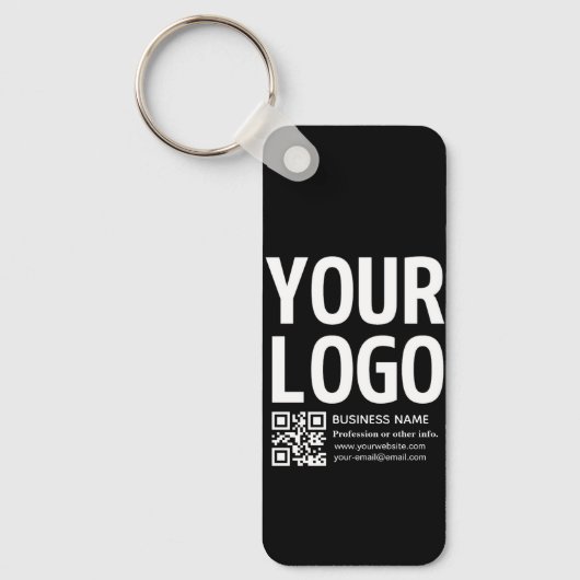 Uw logo met bewerkbare QR-code en tekst Sleutelhanger (Voorkant)