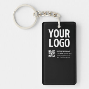Uw logo met bewerkbare QR-code en tekst Sleutelhanger