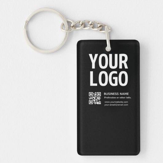 Uw logo met bewerkbare QR-code en tekst Sleutelhanger (Voorkant)