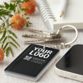 Uw logo met bewerkbare QR-code en tekst Sleutelhanger (Voorkant Rechts)