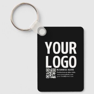 Uw logo met bewerkbare QR-code en tekst Sleutelhanger