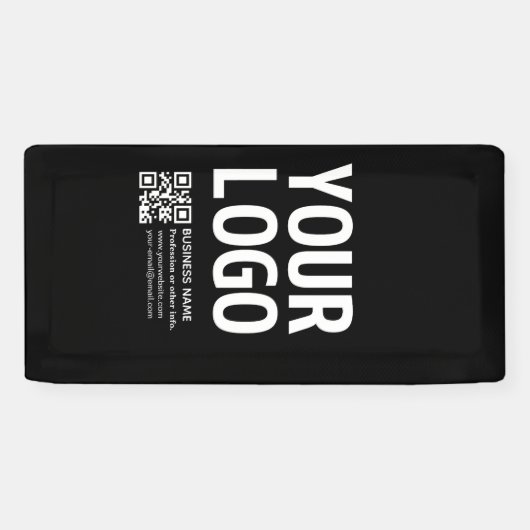 Uw logo met bewerkbare QR-code en tekst Spandoek (Horizontaal)