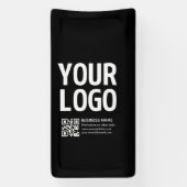 Uw logo met bewerkbare QR-code en tekst Spandoek (Verticaal)