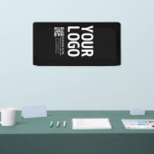Uw logo met bewerkbare QR-code en tekst Spandoek (Beurs)