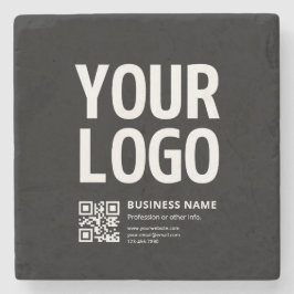 Uw logo met bewerkbare QR-code en tekst Stenen Onderzetter
