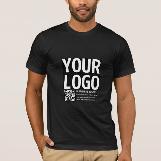 Uw logo met bewerkbare QR-code en tekst T-shirt (Voorkant)