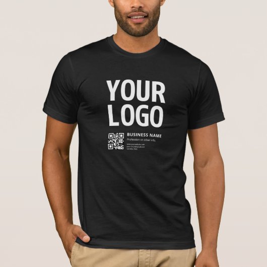 Uw logo met bewerkbare QR-code en tekst T-shirt (Voorkant)