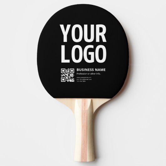 Uw logo met bewerkbare QR-code en tekst Tafeltennisbatje (Voorkant)