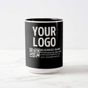 Uw logo met bewerkbare QR-code en tekst  Tweekleurige Koffiemok