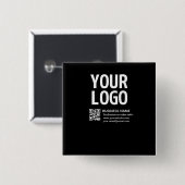 Uw logo met bewerkbare QR-code en tekst Vierkante Button 5,1 Cm (Voorkant /achterkant)