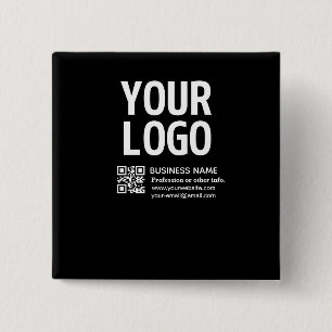 Uw logo met bewerkbare QR-code en tekst  Vierkante Button 5,1 Cm