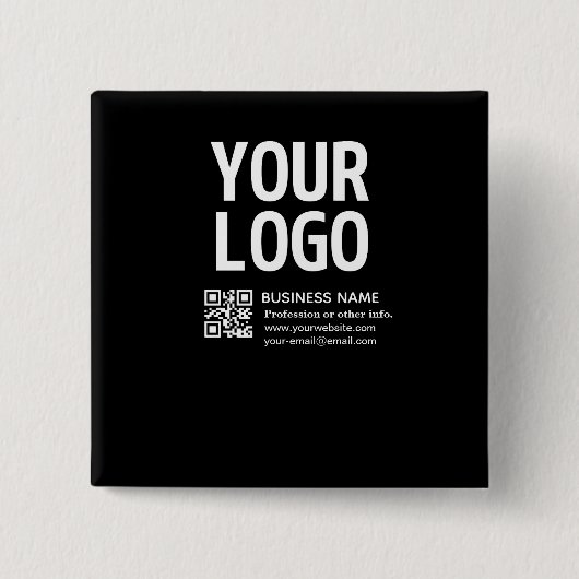 Uw logo met bewerkbare QR-code en tekst Vierkante Button 5,1 Cm (Voorkant)
