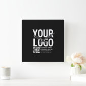 Uw logo met bewerkbare QR-code en tekst Vierkante Klok (Huis)