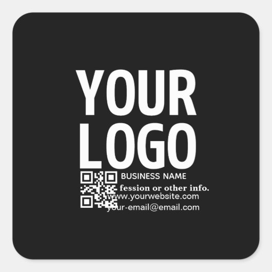Uw logo met bewerkbare QR-code en tekst  Vierkante Sticker (Voorkant)