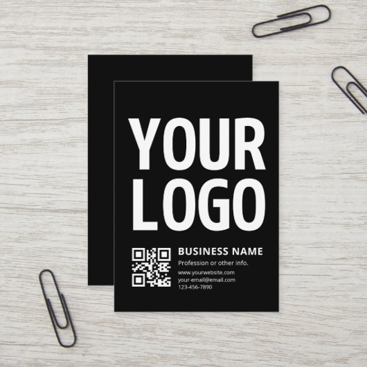 Uw logo met bewerkbare QR-code en tekst Visitekaartje (Voorkant / Achterkant in situ)