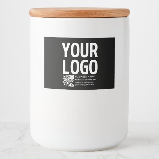 Uw logo met bewerkbare QR-code en tekst  Voedselcontainer Etiket (Voorkant)