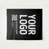 Uw logo met bewerkbare QR-code en tekst Wandkleed (Voorkant (horizontaal))