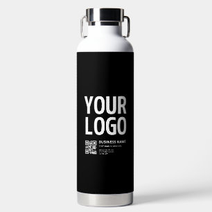 Uw logo met bewerkbare QR-code en tekst Waterfles