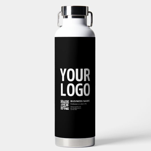 Uw logo met bewerkbare QR-code en tekst Waterfles (Voorkant)