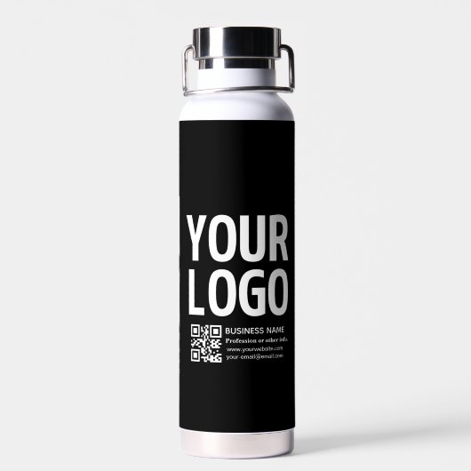 Uw logo met bewerkbare QR-code en tekst Waterfles (Achterkant)