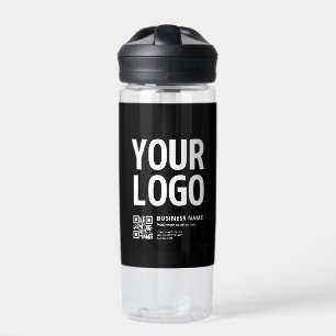 Uw logo met bewerkbare QR-code en tekst Waterfles