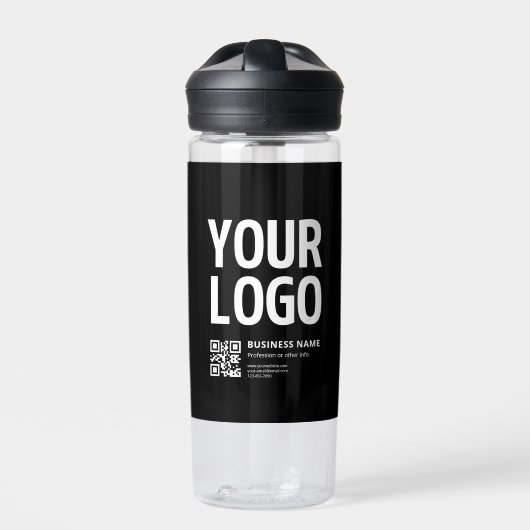Uw logo met bewerkbare QR-code en tekst Waterfles (Voorkant)