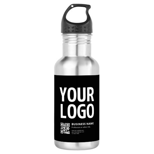 Uw logo met bewerkbare QR-code en tekst Waterfles (Voorkant)
