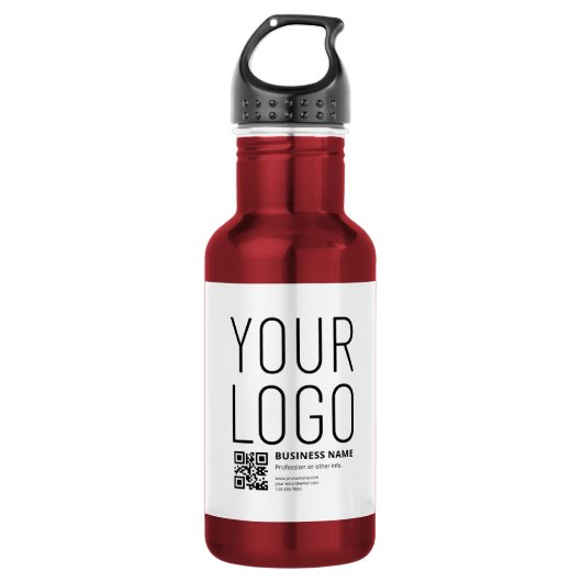 Uw logo met bewerkbare QR-code en tekst Waterfles (Voorkant)