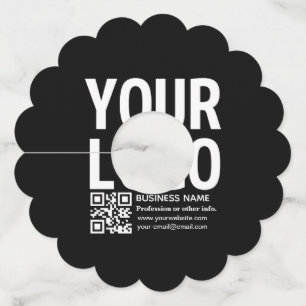 Uw logo met bewerkbare QR-code en tekst Wijnglaslabel