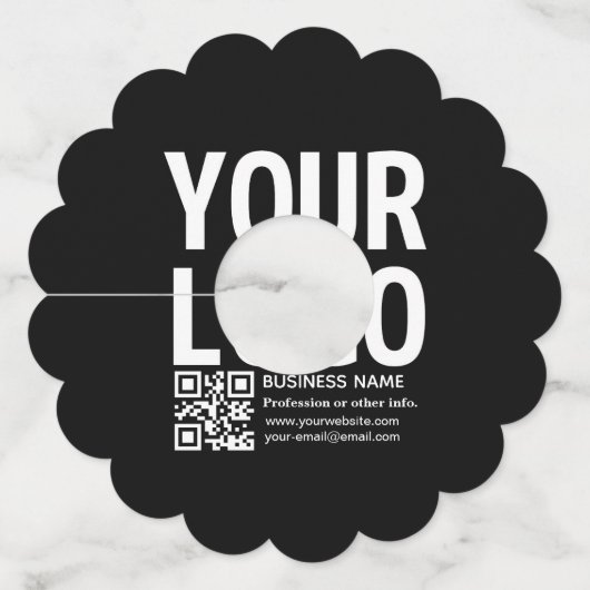 Uw logo met bewerkbare QR-code en tekst  Wijnglaslabel (Voorkant)