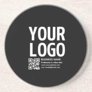 Uw logo met bewerkbare QR-code en tekst Zandsteen Onderzetter