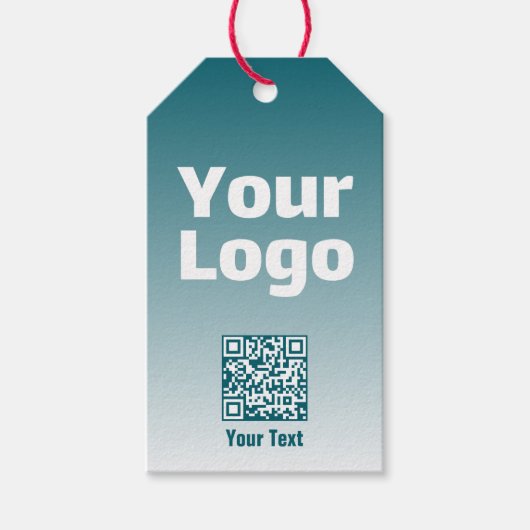 Uw logo met bewerkbare QR-code en verloop van kleu Cadeaulabel (Voorkant)