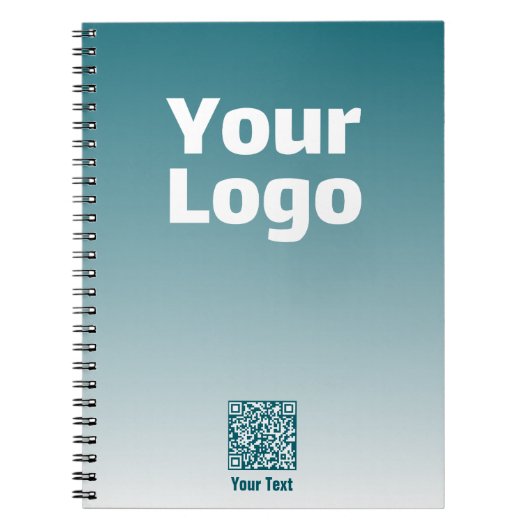 Uw logo met bewerkbare QR-code en verloop van kleu Notitieboek (Voorkant)