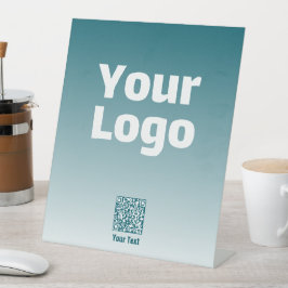 Uw logo met bewerkbare QR-code en verloop van kleu Reclamebord Met Voetstuk