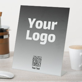 Uw logo met bewerkbare QR-code en verloop van kleu Reclamebord Met Voetstuk