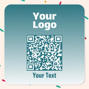 Uw logo met bewerkbare QR-code en verloop van kleu Vierkante Sticker