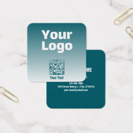 Uw logo met bewerkbare QR-code en verloop van kleu Vierkante Visitekaartjes