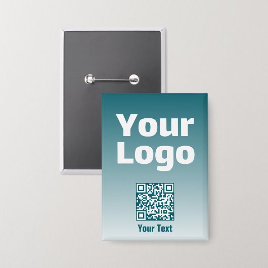 Uw Logo met bewerkbare QR-code en verloopombre Button (Voorkant / Achterkant)