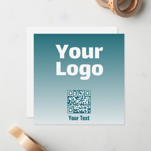 Uw Logo met bewerkbare QR-code en verloopombre Notitiekaartje (Voorkant / Achterkant in situ)