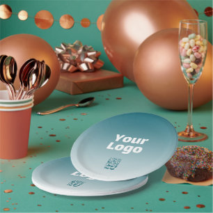 Uw Logo met bewerkbare QR-code en verloopombre Papieren Bordje